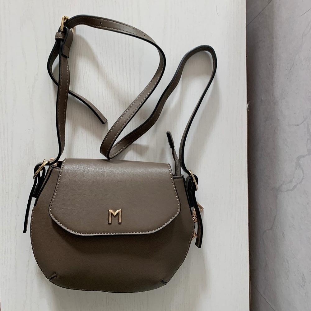 Melie Bianco Taupe Vegan Leather Crossbody  Bag